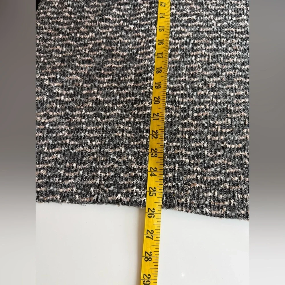 RINASCIMENTO Sequins Striped Tweed Long Sleeve Top Mock Neck Sz XL